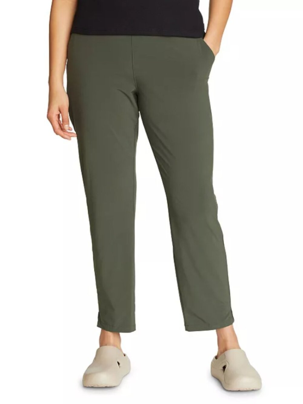 NWT! Eddie Bauer Green Pull On Departure Ankle Pants Size L
